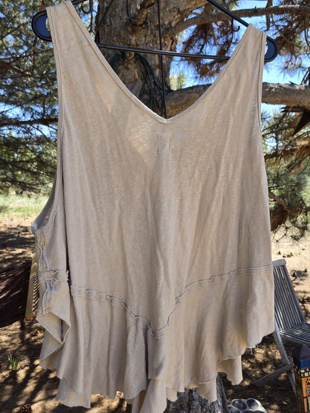 Free People Beige V-Neck Ruffle Tank Top - Picture 2 of 2